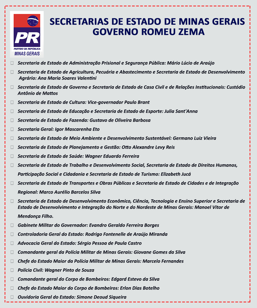 Governador Romeu Zema Nomeia Novos Secretários De Estado Pl 